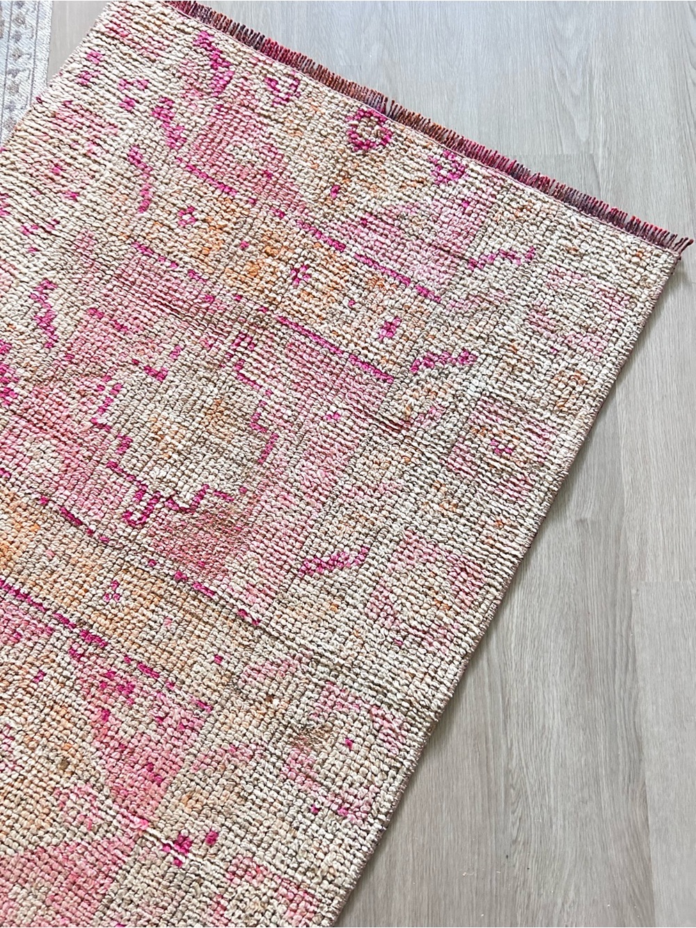 Vintage Moroccan Handwoven Accent Rug Door Mat Muted Pink Orange Green/Grey 3x4 - Picture 2 of 4